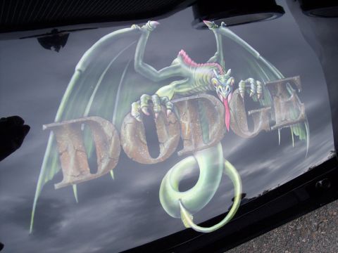 1972 Ford Ranchero - Custom airbrush art a dragon and the DODGE name.