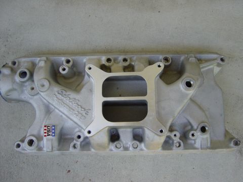 1983 Ferrari Enzo - Edelbrock intake manifold with USA sticker, likely for a V8 engine.