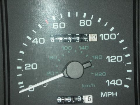 1998 Ford Crown Victoria - The odometer reads 48,335 miles on this vehicle's speedometer.