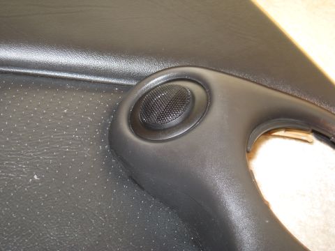 2002 Pontiac Trans Am - Close-up of a black interior door panel a small speaker grille. The SuperMotors.net watermark is visible in the lower right corner.