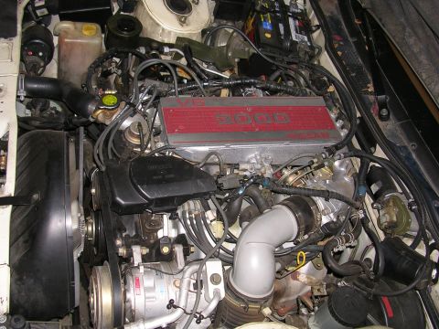 1989 Nissan 300ZX - The V6 3000 engine of a 1989 Nissan 300ZX, showing various components and wiring.
