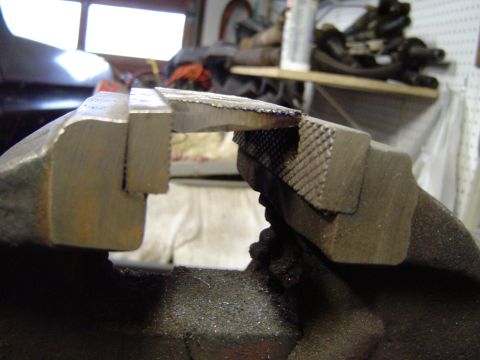 1978 Ford Bronco - Making my shims in the vice with a grinder