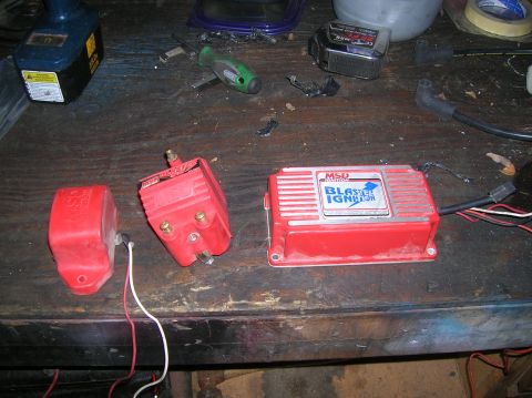 1985 Ford Bronco - msd blaster, tach corrector and high spark coil.
