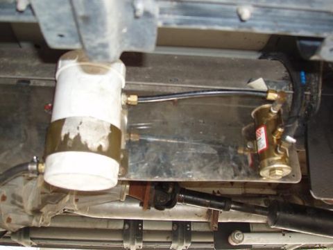 2001 Ford Excursion - A view of the underbody fuel filter and pump assembly, with a watermark from Supermotors.net visible.