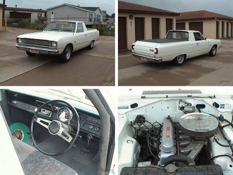 1972 Ford Ranchero - White 1970-1976 Dodge Dart/Valiant utility coupe shown from the front passenger side.