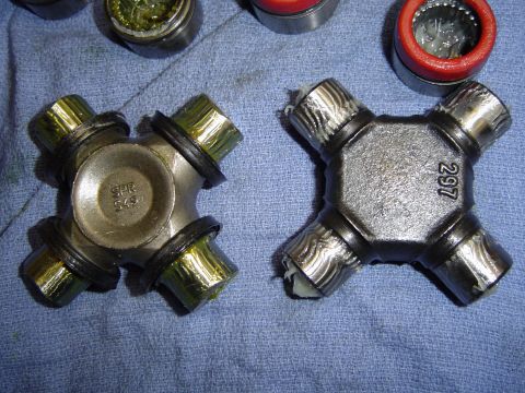 1978 Ford Bronco - Close-up of two universal joints, one with part number "SPR 549" and the other with "297" visible.