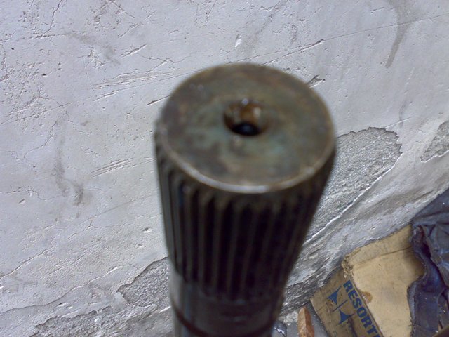 Close-up of a splined axle shaft end