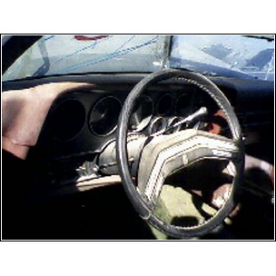 1972 Ford Ranchero - Interior view of a 1972 Ford Ranchero, showing the dashboard and steering wheel.