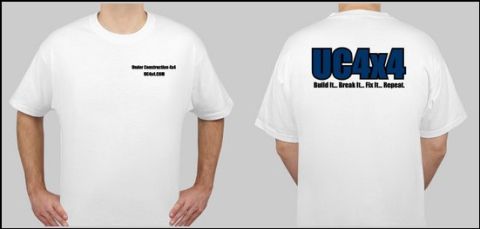 1989 Ford Bronco - T-shirt displays 'Under Construction 4x4' and a website on the front, and a slogan on the back.