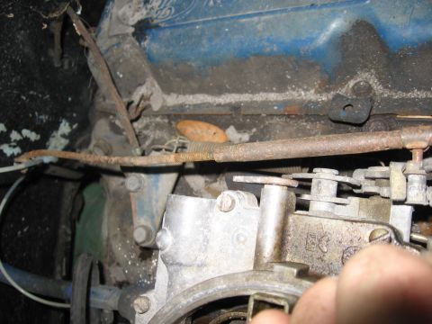 1979 Ford F-150 - Close-up view of engine carburetor and linkage, with a SUPERMOTORS watermark.