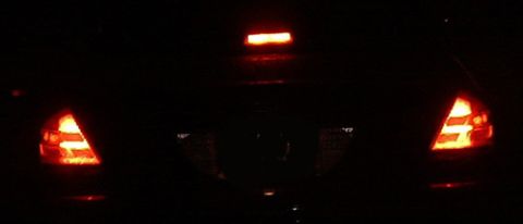2000 Ford Crown Victoria - LED Rear lights - note the lens is darker but the light emitted can be seen further.