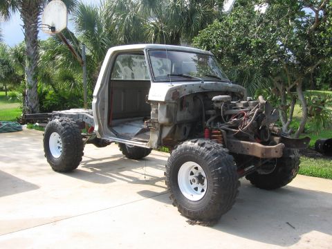 1979 Ford F-150 - This pickup truck is missing its body panels and appears to be undergoing a significant modification or restoration.