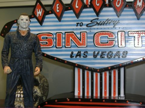 1991 Ford Bronco - Michael Myers figure in front of a Las Vegas sign.