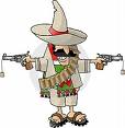 1991 Ford Bronco - Illustration of a cartoon character with a sombrero and guns.