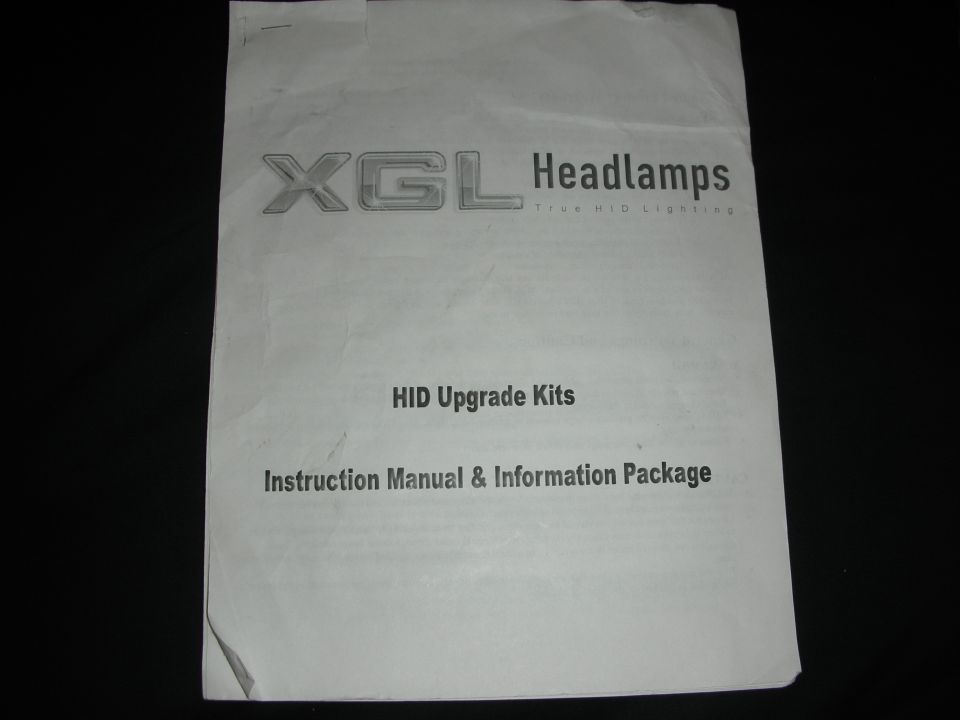 Cover page of XGL Headlamps HID Upgrade Kits Instruction Manual and Information Package
