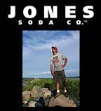 1971 Ford Ranchero - Man poses on rocks with Jones Soda Co. branding visible in the background.