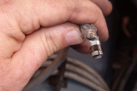 1983 Ford Bronco - Fold the conductor over the end of the insulation and insert it into the clamp end of the terminal so it presses into the bottom of the cha…