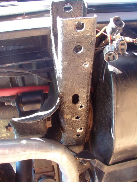 1975 Ford Bronco - The 3 small threaded holes inboard are for the skidplate. I'll only be using the rearmost one.
