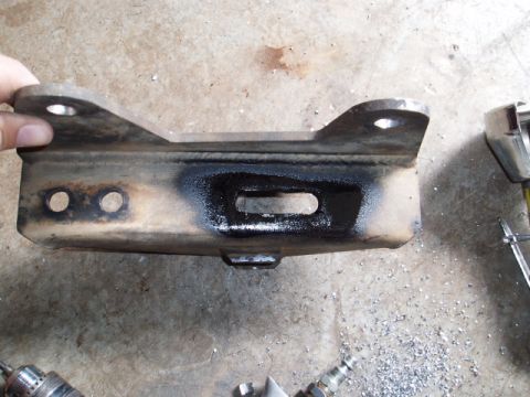 1980 Ford Bronco - Had to extend the long hole towards the rear for the cross member bolt. This is a tuff country extended radius arm bracket.