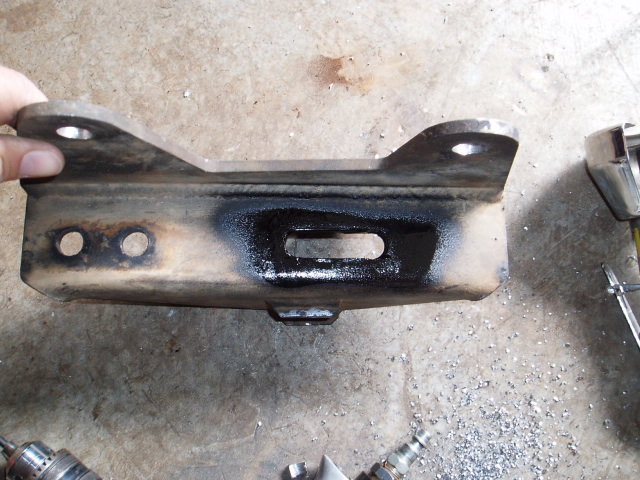 Had to extend the long hole towards the rear for the cross member bolt. This is a tuff country extended radius arm bracket.