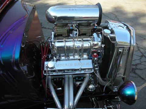1998 Ford Crown Victoria - Custom V8 engine with chrome supercharger and "WICKED DREAMS" valve covers.