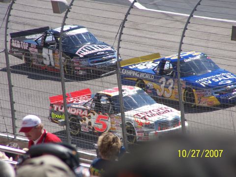 1979 Ford F-150 - Three NASCAR trucks race on a track, with the date 10/27/2007 visible in the corner.