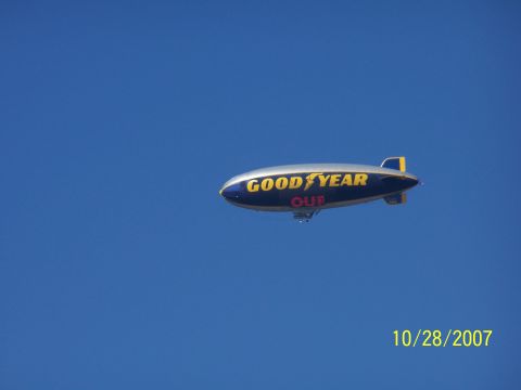 1979 Ford F-150 - Goodyear blimp in flight against a clear blue sky, dated October 28, 2007.
