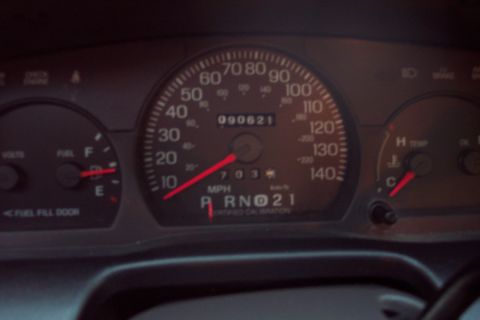 2001 Ford Crown Victoria - Interior view of a car's dashboard gauges, including the speedometer and odometer.