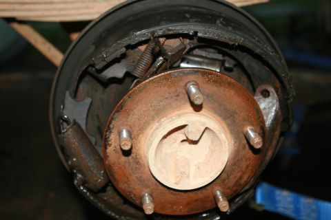 1990 Ford Bronco - Rear wheel cylinder broke in half, then churned around inside of the drum and tore everything else in there to shit. It even bent the brake…