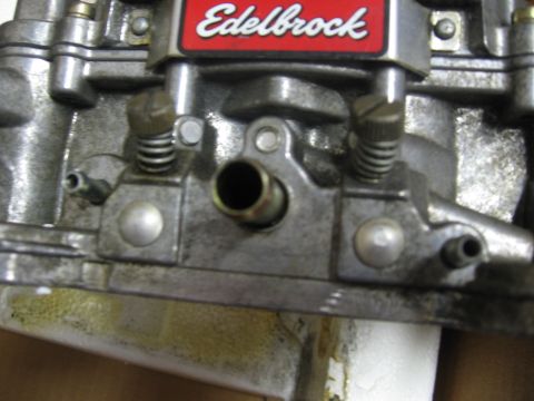 1979 Ford F-150 - Close-up view of an Edelbrock carburetor, a common aftermarket performance part.