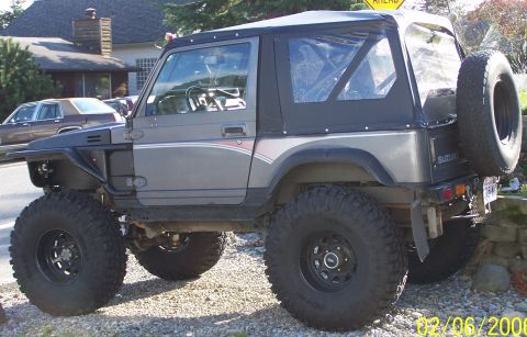 1988 Suzuki Samurai - This Suzuki Samurai has been modified with a suspension lift and oversized tires for off-road use.