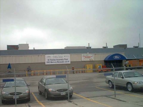 2000 Ford Crown Victoria - A silver 2003 Mercury Marauder is seen parked outside the St. Thomas Assembly Plant, which also produced the Ford Crown Victoria.