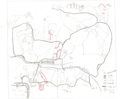 1988 Ford Bronco - This map details trails, creeks, and points of interest within the ORV park.