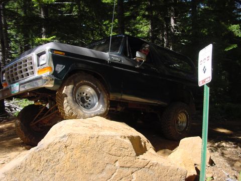 1979 Ford Bronco - This 1979 Ford Bronco navigates a rocky trail, its off-road capabilities.