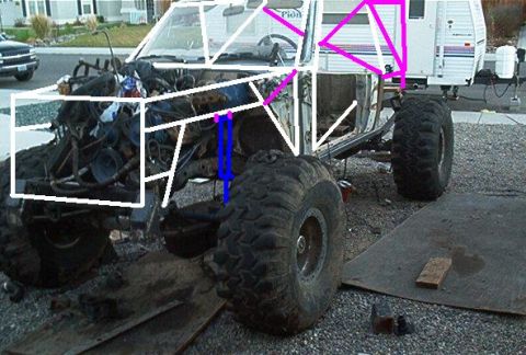 1982 Toyota 4Runner - This heavily modified vehicle features a custom roll cage and oversized tires, suggesting a focus on off-road performance.