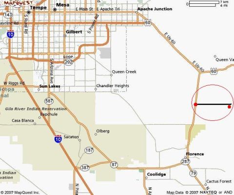1987 Suzuki Samurai - MapQuest map of Arizona showing highways and cities, with a route highlighted.