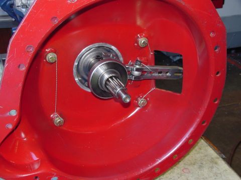 1979 Ford Bronco - Detail of a vehicle's clutch fork mechanism, showing the internal components and housing.