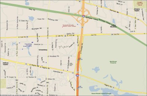 1996 Ford Taurus - This is a map of the Schaumburg, Illinois area, showing various roads and points of interest.