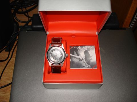 1994 Ford Bronco - Hamilton watch and promotional card displayed in its presentation box.