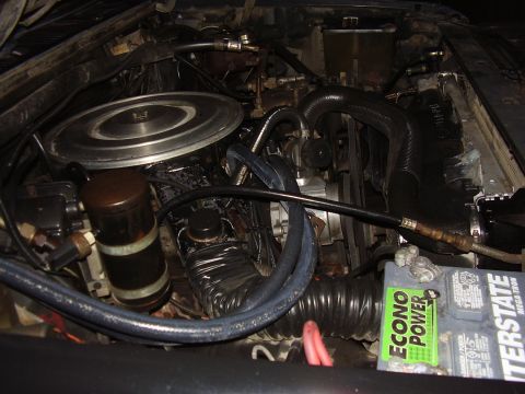 1986 Ford Bronco - Engine bay details including air filter, battery, and various hoses and engine parts.