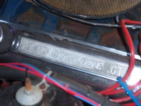 1971 Mercury Cyclone - A close-up view of an engine component with embossed text.