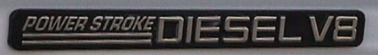 Close-up of Power Stroke Diesel V8 fender badge