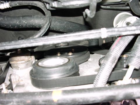 2002 Ford Mustang - ASP underdrive pulleys installed (close-up).