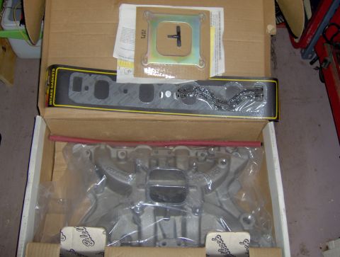 1978 Ford Bronco - New Edelbrock intake manifold and Fel-Pro intake gaskets are packaged for sale.
