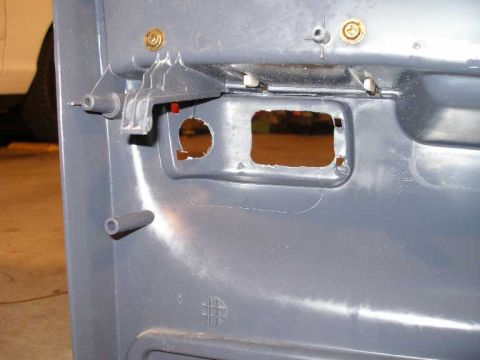 2001 Ford Crown Victoria - Interior door panel with cutouts for courtesy lamps and mounting hardware. A Supermotors logo is visible in the lower right corner.