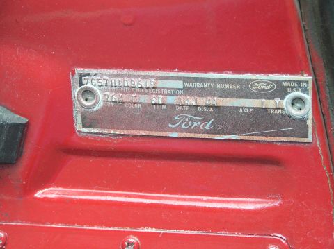 1967 Ford Galaxie - Door tag photo.