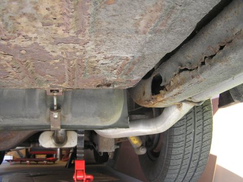 1967 Ford Galaxie - I wish I knew the story behind this. This is the rear passenger-side framerail. What looks like happened is a hook was used to hook into th…