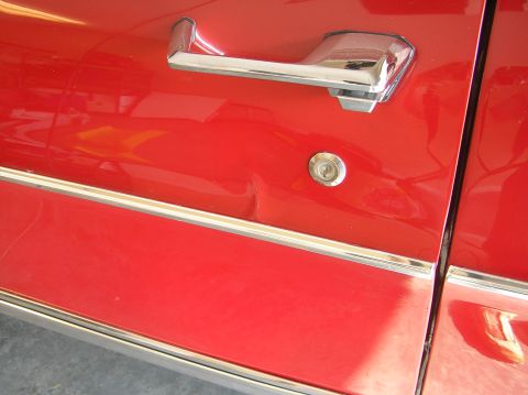 1967 Ford Galaxie - Previous owner's wife backed into the Galaxie with their other car making this dent in the driver's side door.