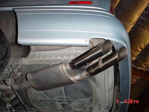 1993 Ford Taurus - The sport muffler from the underside view and my 2 1/2in piping coming from the back of the Catalytic Converter!