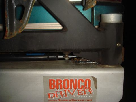 1996 Ford Bronco - A sticker for Bronco Driver Magazine is visible on a metallic component of the vehicle.